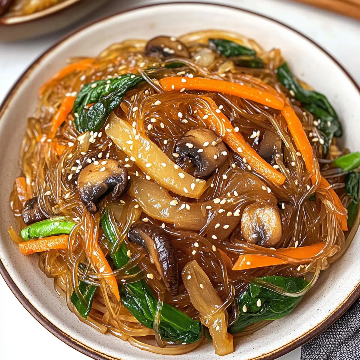 Japchae: Klassische Koreanische Glasnudeln Stir-Fry