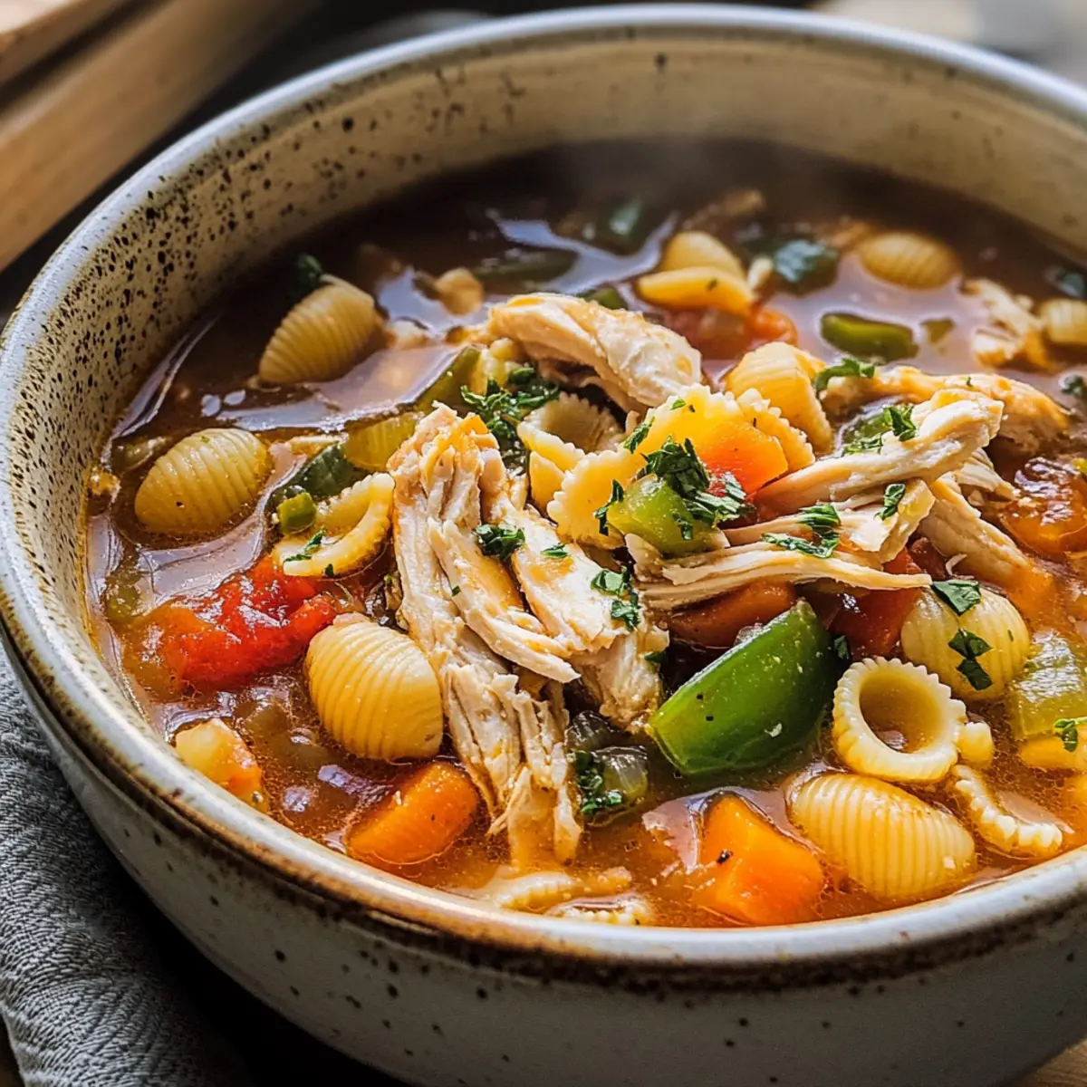 Ein-Topf-Hühnchen-Minestrone-Suppe für Gemütlichkeit
