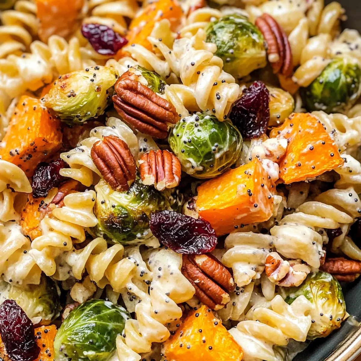 Nudelsalat mit cremiger Mohnsauce für den Herbst