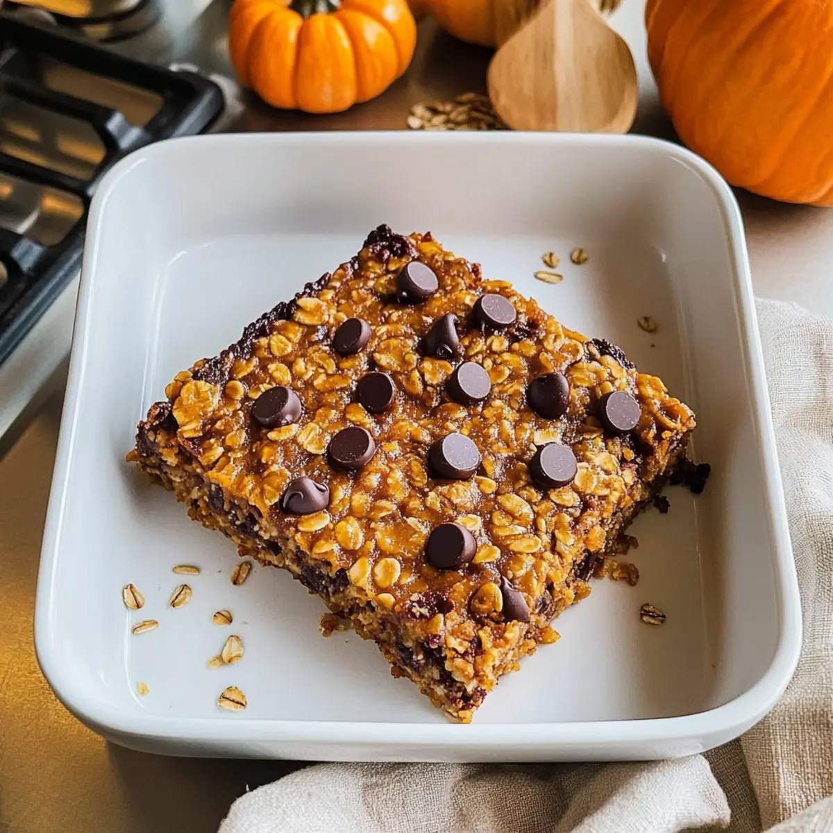 Kürbis gebackenes Haferflocken mit Schokoladenstückchen