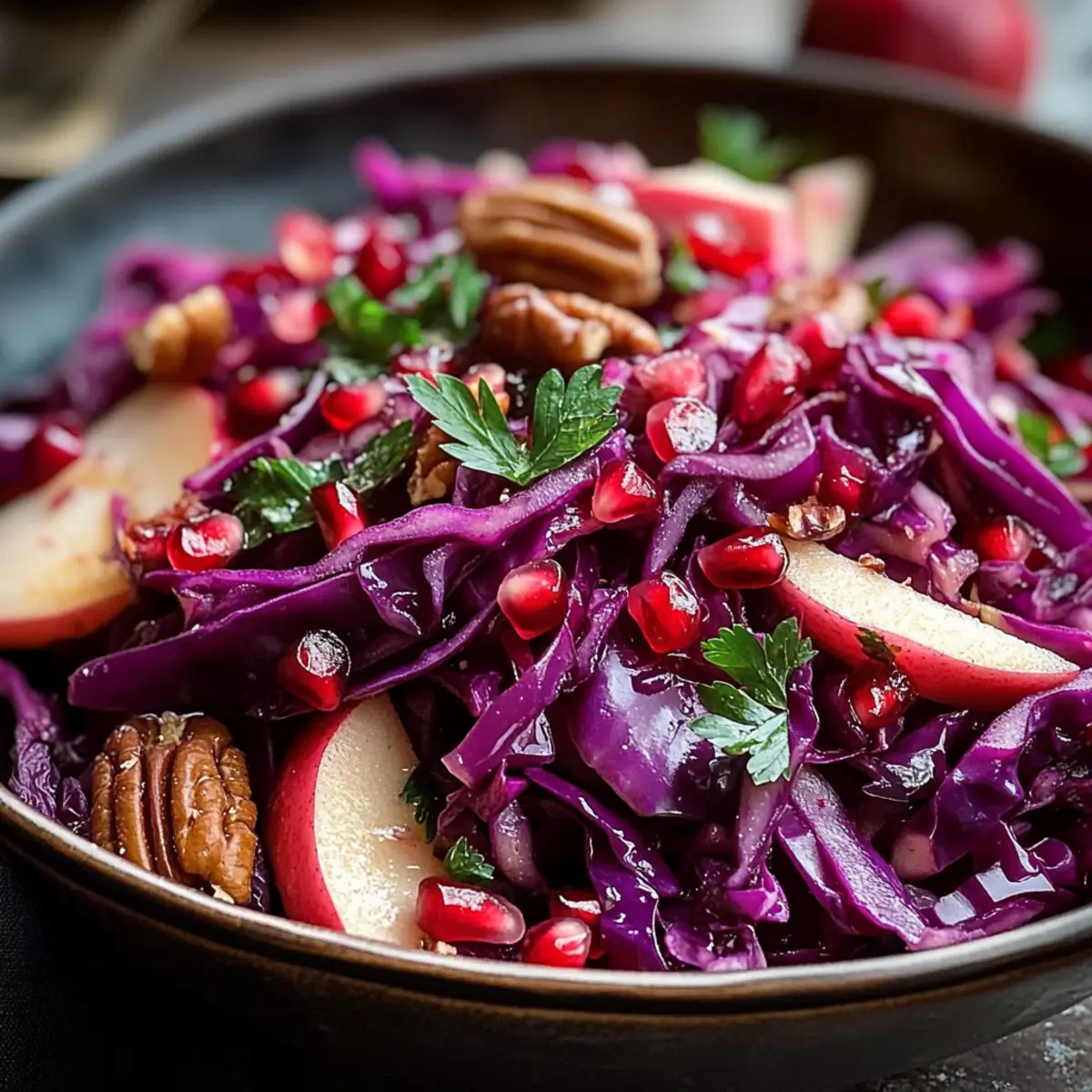 Rotkraut Salat mit Granatapfelkernen für den Genuss