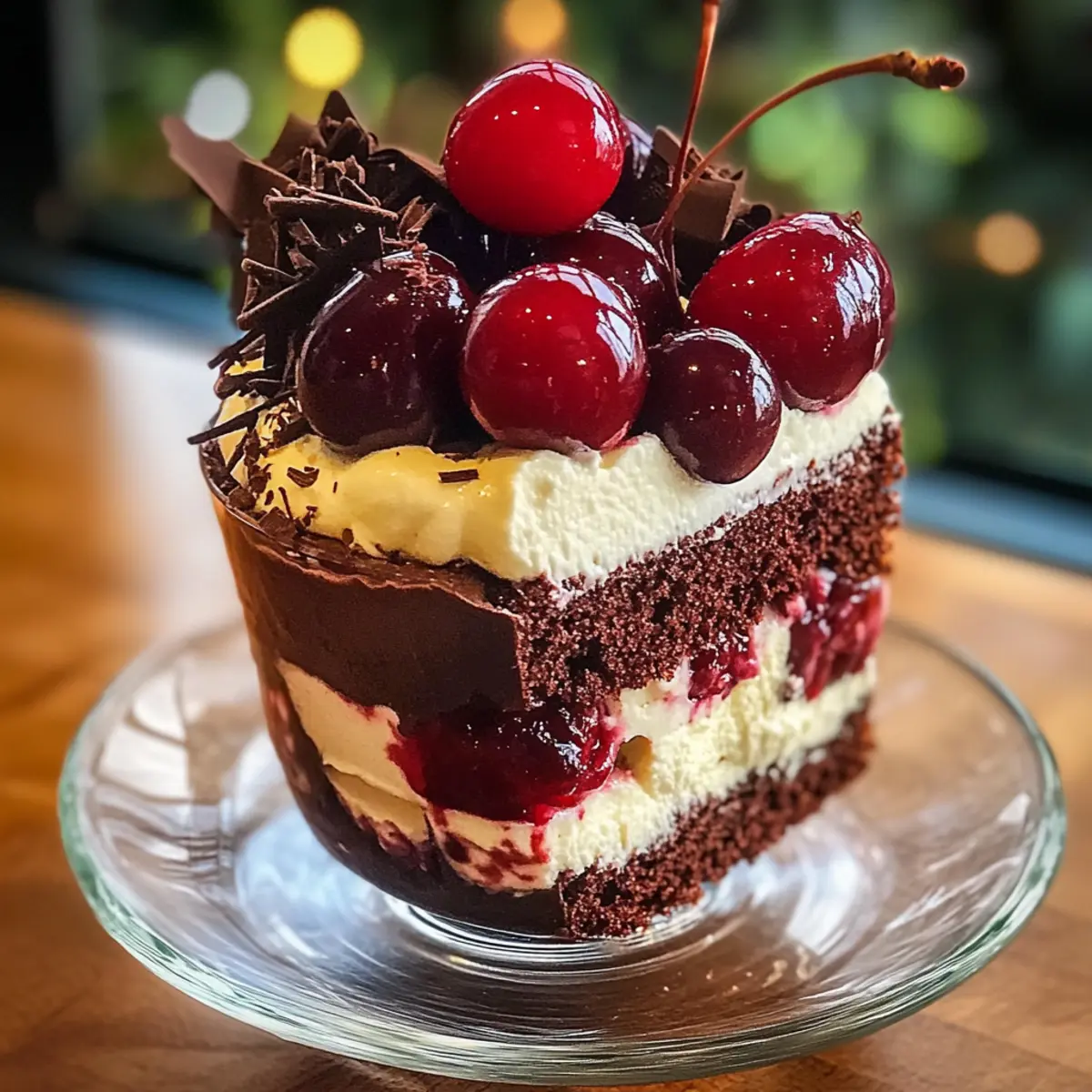 Schwarzwälder Kirschsaft Dessert im Glas Genuss