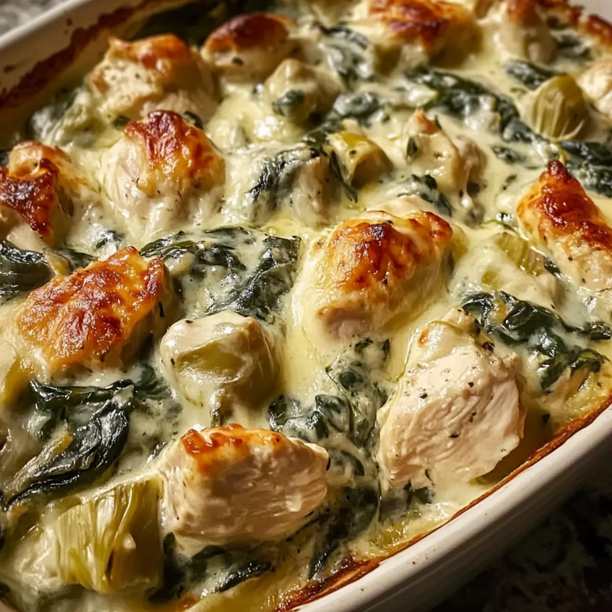 Spinat und Artischocken Hähnchen Auflauf für Genießer