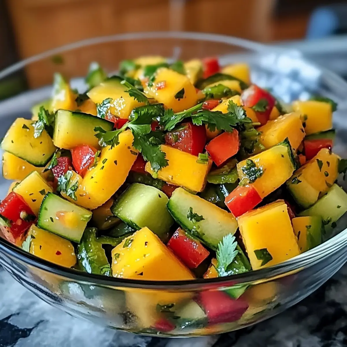 Schmackhafter Thai Mango Gurkensalat in 15 Minuten
