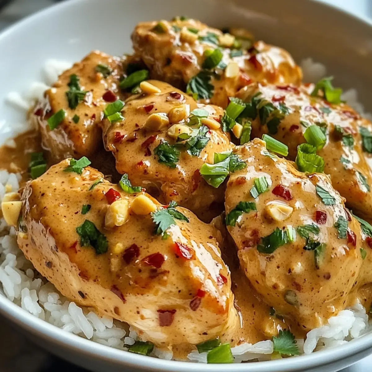 Thailändisches Erdnuss-Hühnchen im Slow Cooker