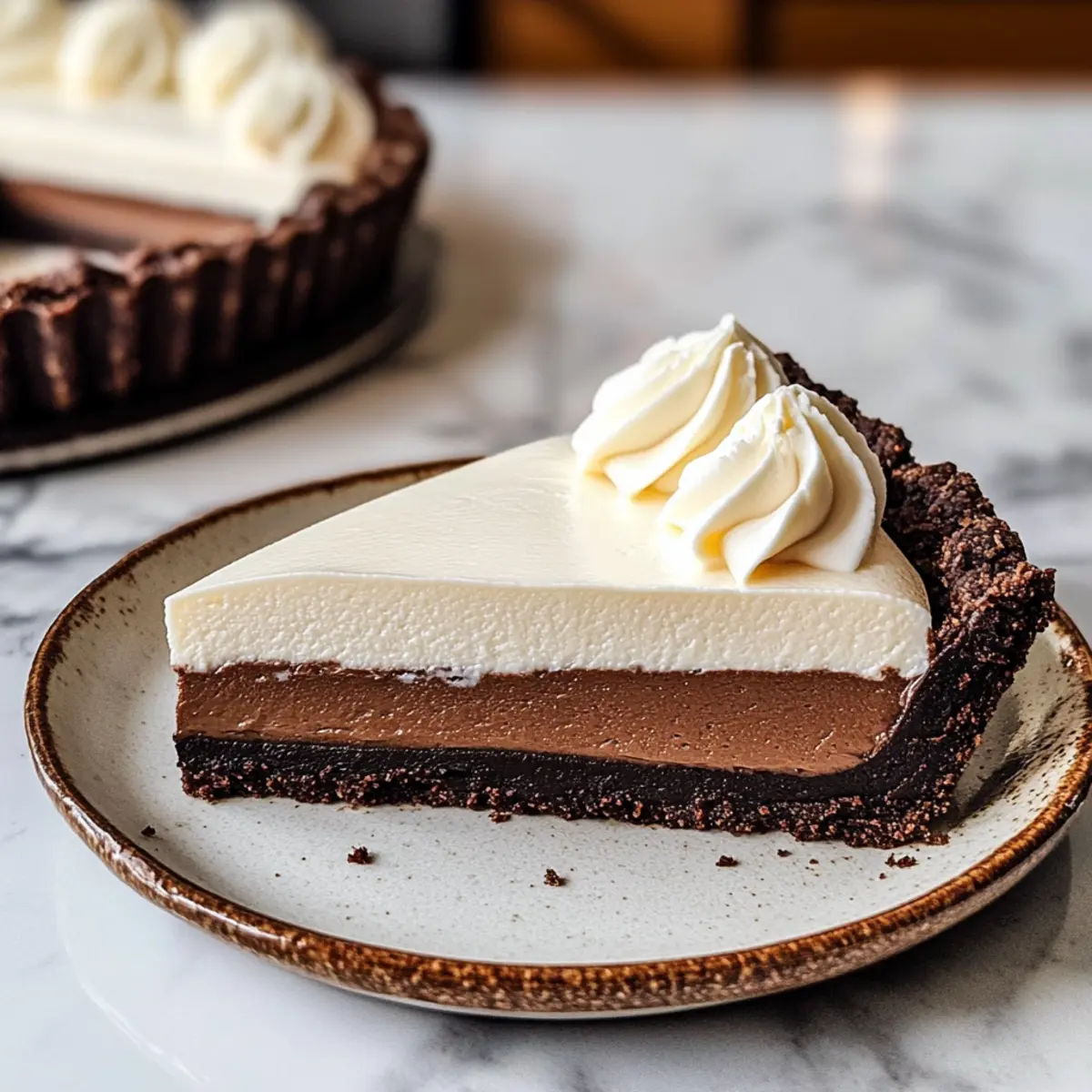 Dreifach Schokoladenmousse-Tarte für Schokoladenliebhaber