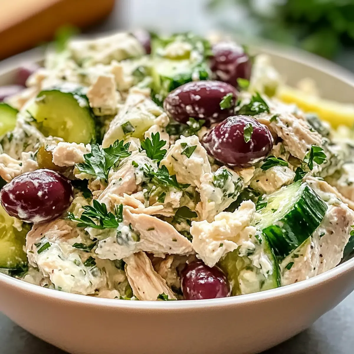 Frischer Tzatziki Hähnchensalat für den Sommer