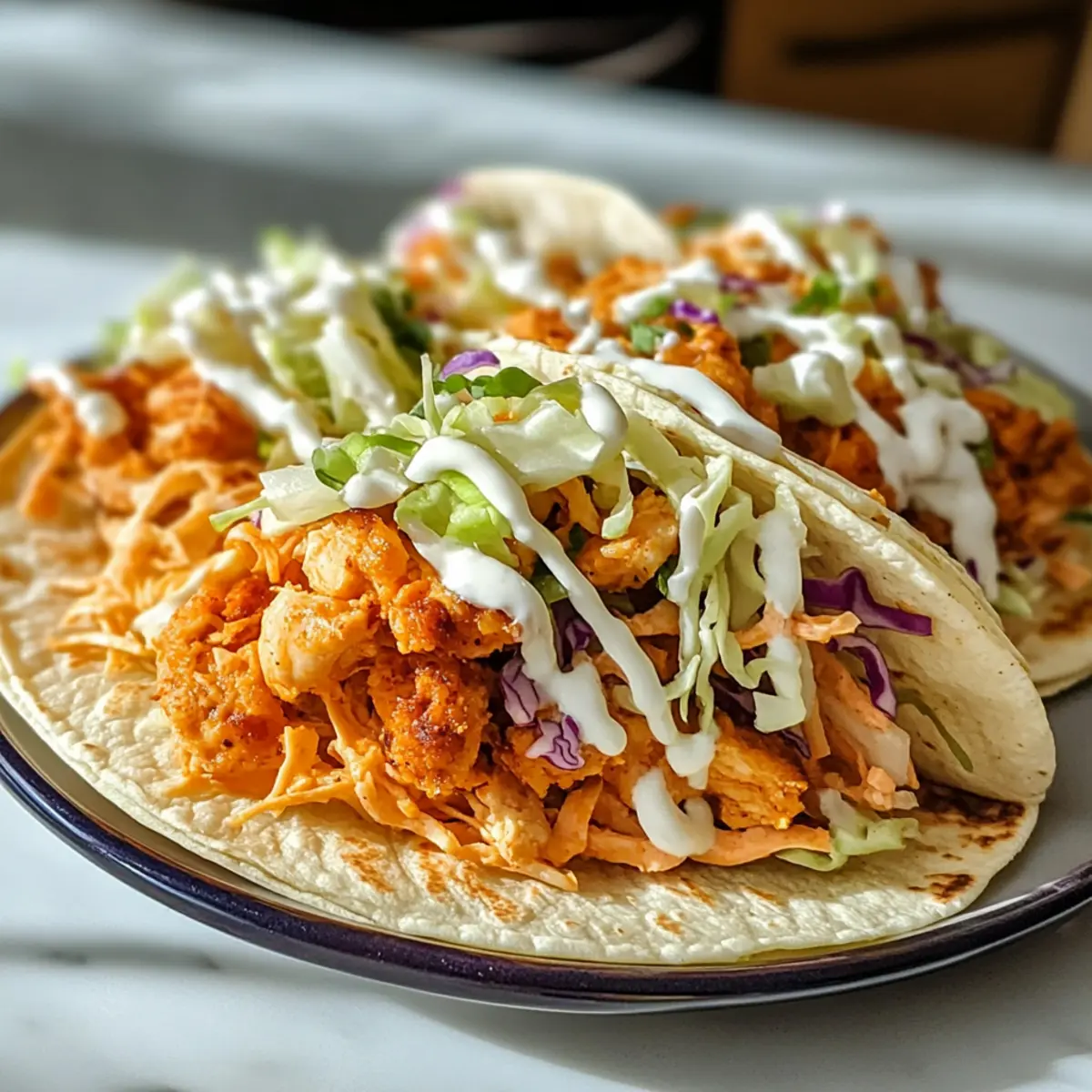 Buffalo-Hühnchen-Smashed-Burger-Tacos für jeden Abend