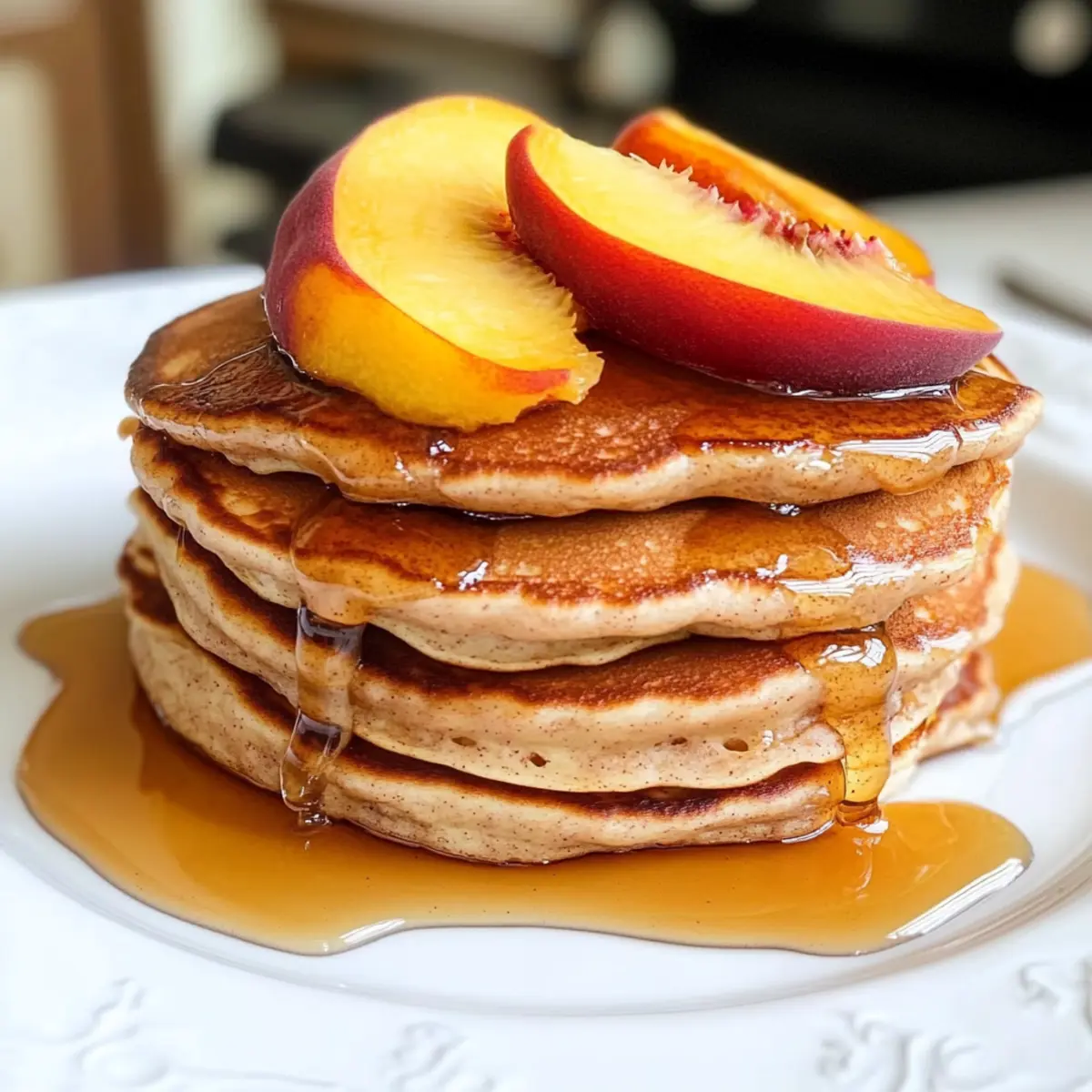 Zimt Pfirsich Pfannkuchen für den perfekten Sommermorgen