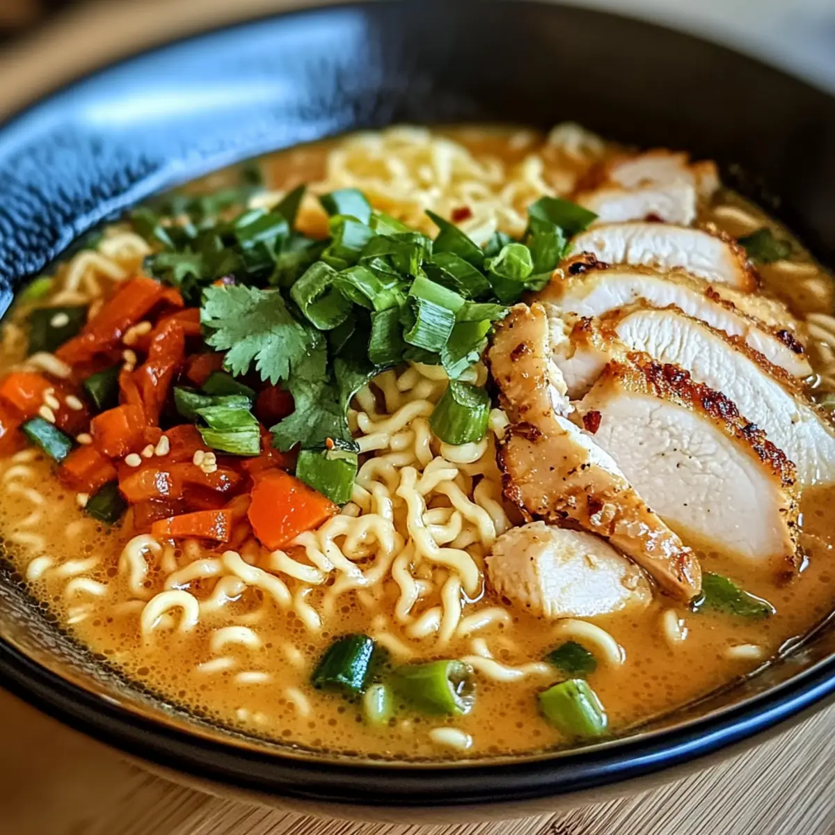 Cremige Knoblauchhähnchen Ramen für gemütliche Abende