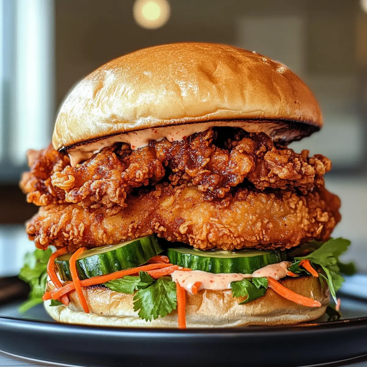 Geschmackvolle thailändische frittierte Hühnchen-Sandwich: Genuss pur