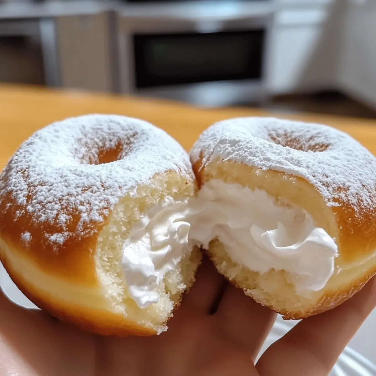 Fluffiger koreanischer Milchcremedonut zum Verlieben