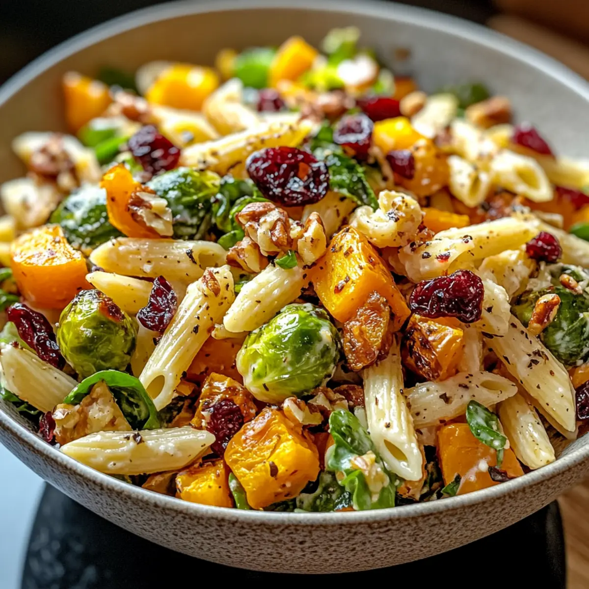 Ernte-Pasta-Salat mit geröstetem Gemüse genießen