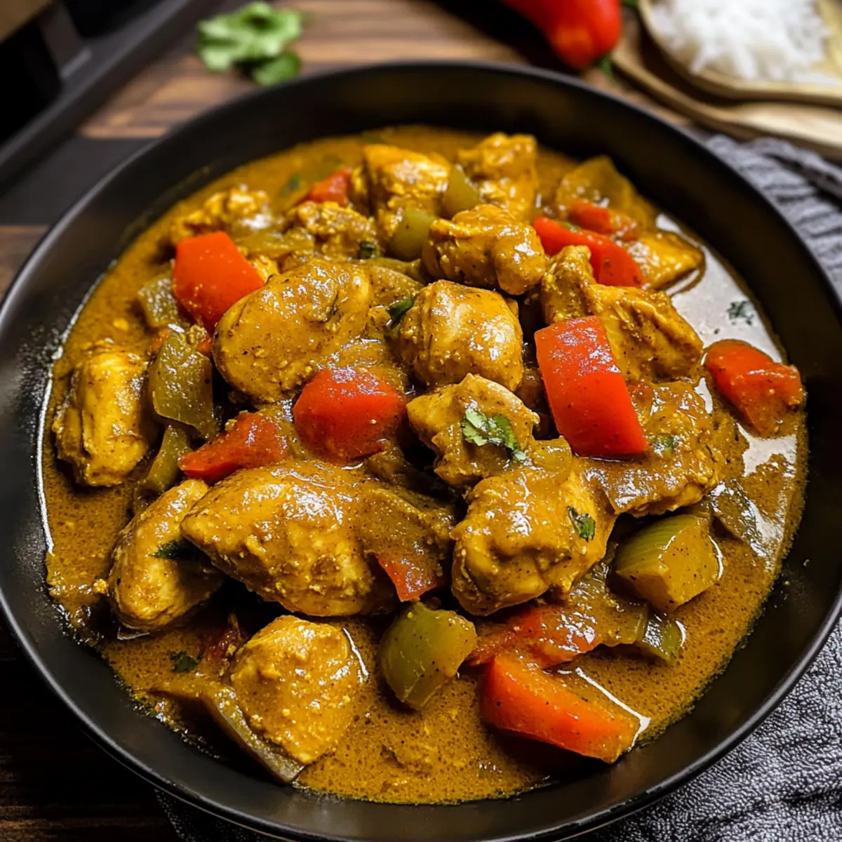 Jamaikanisches Curry-Hühnchen mit Kokosmilch