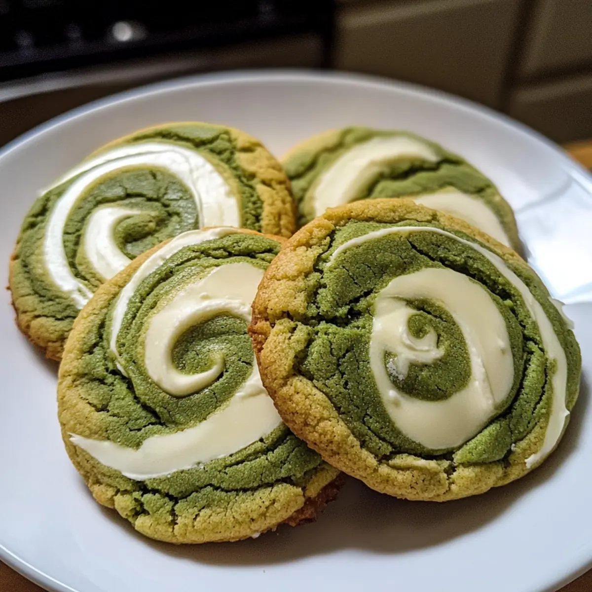 Matcha Weiße Schokolade Wirbel Kekse ganz easy
