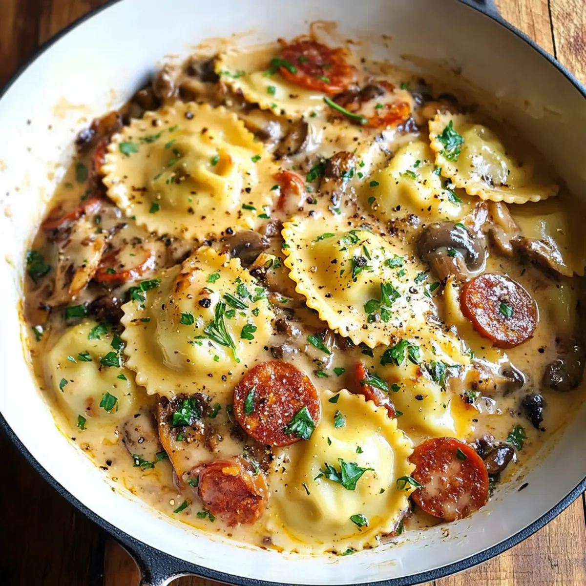 Pilz-Chorizo-Ravioli in 20 Minuten zubereiten