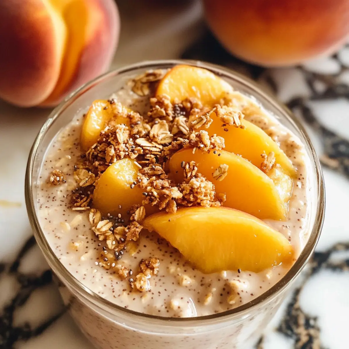 Pfirsich-Cobbler-Übernacht-Haferflocken für den perfekten Morgen