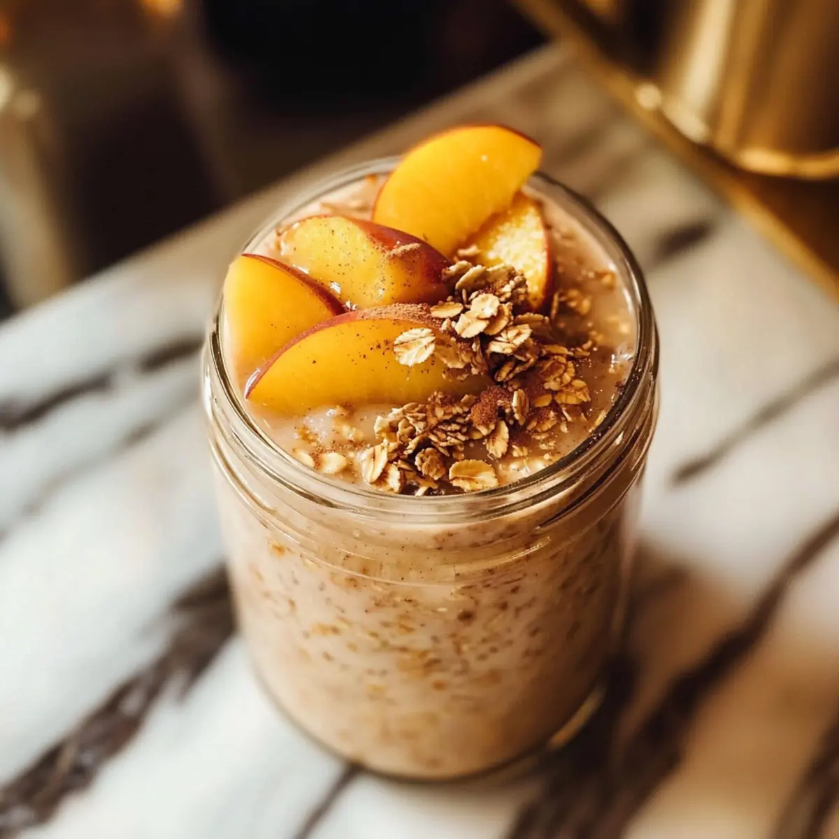 Pfirsichstreusel Übernacht Haferflocken für Frühstückseltern