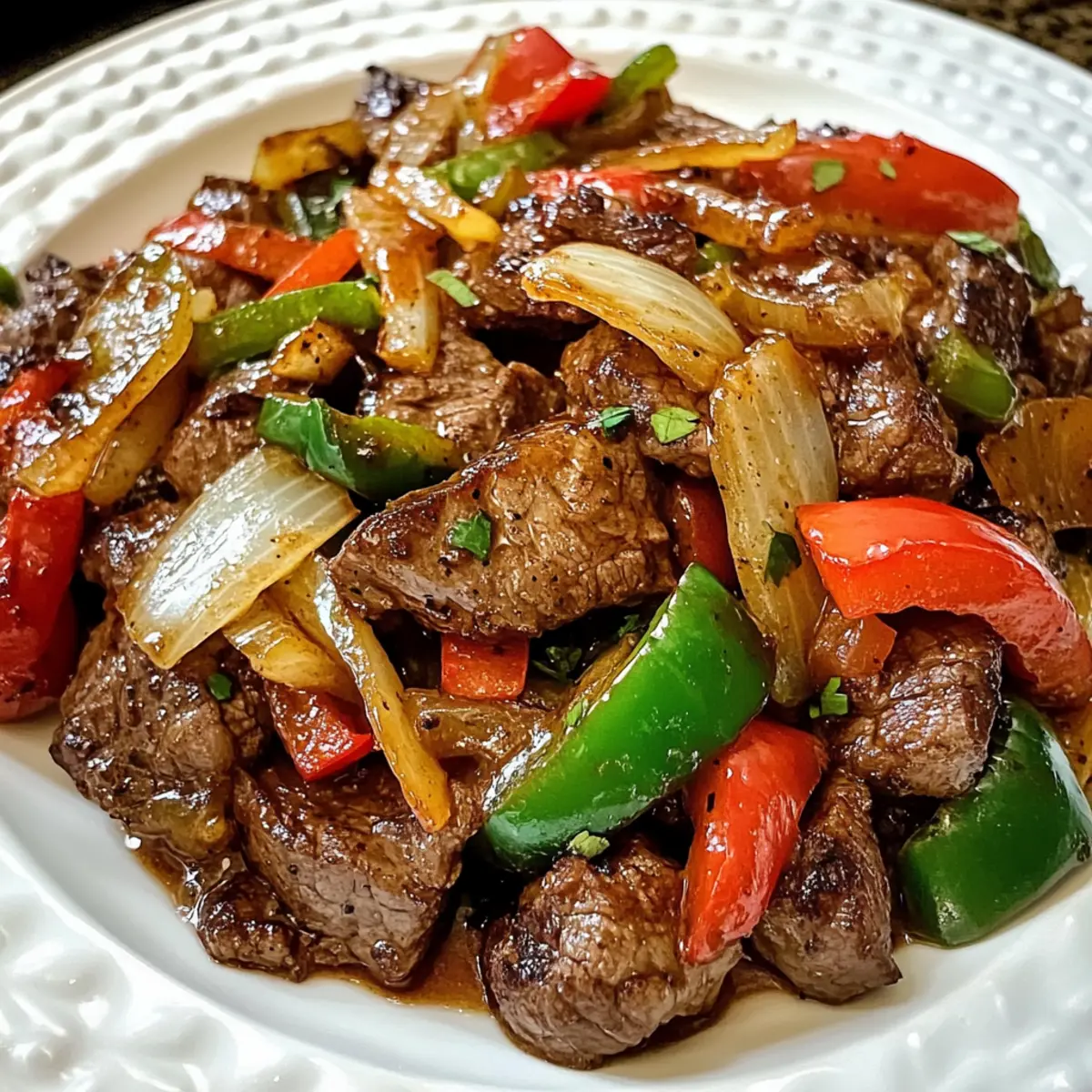 Saftiger Pfeffersteak mit buntem Gemüse