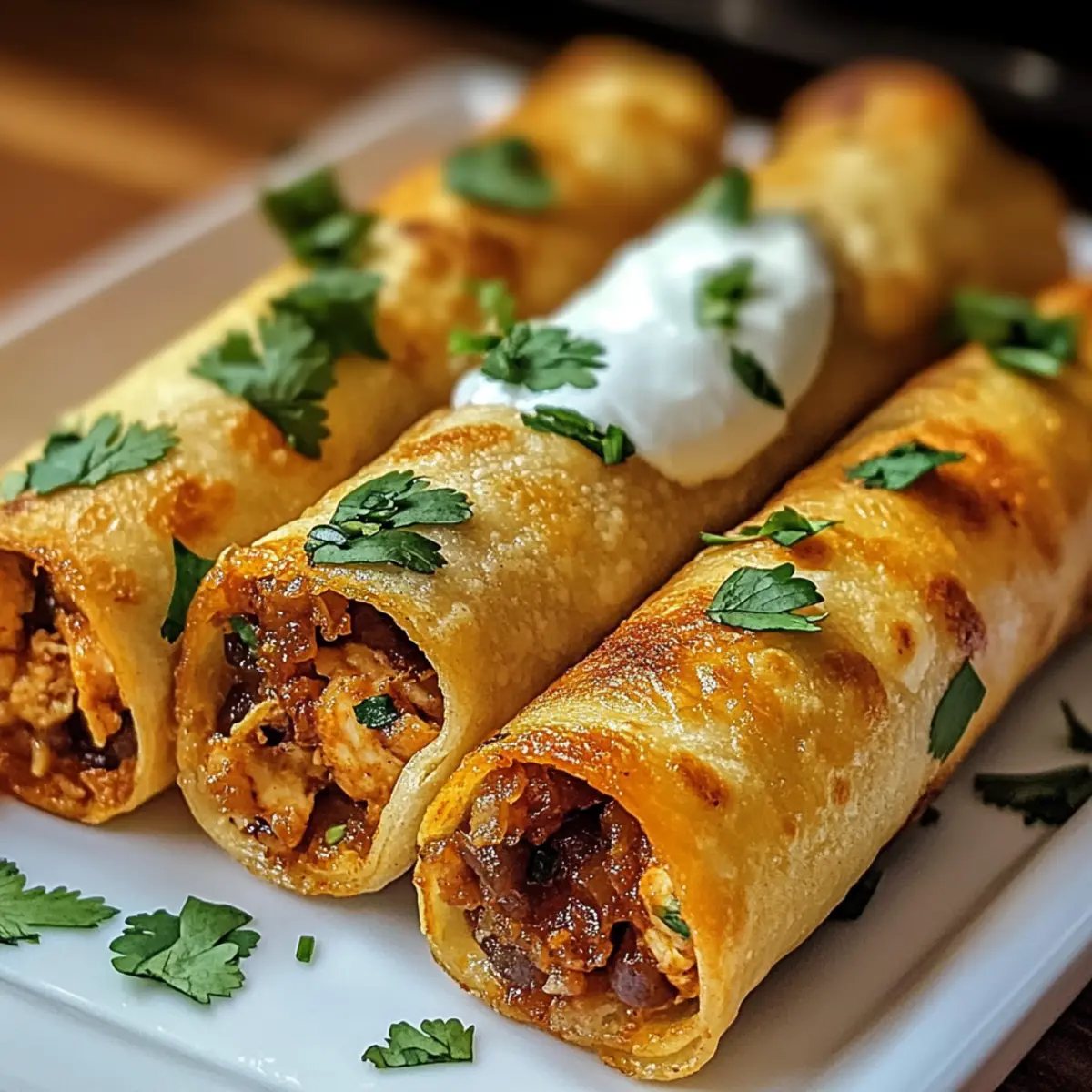 Scharfe Hatch-Chili-Hühnchen-Taquito-Rollen für jeden Tag