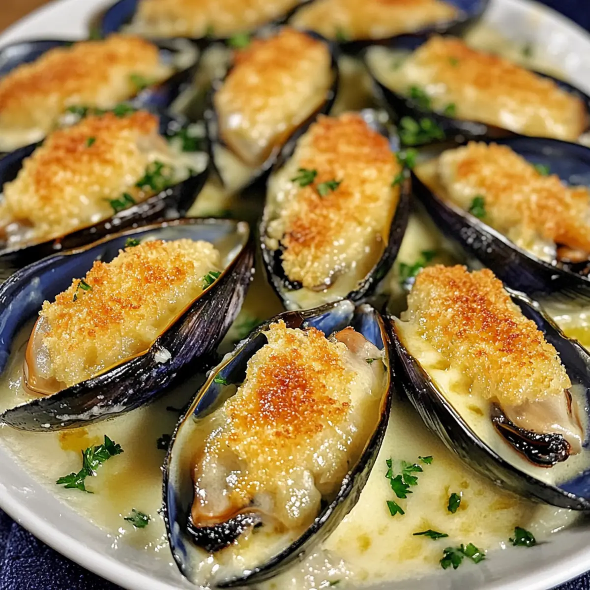 Gefüllte Backmuscheln mit cremiger Sauce