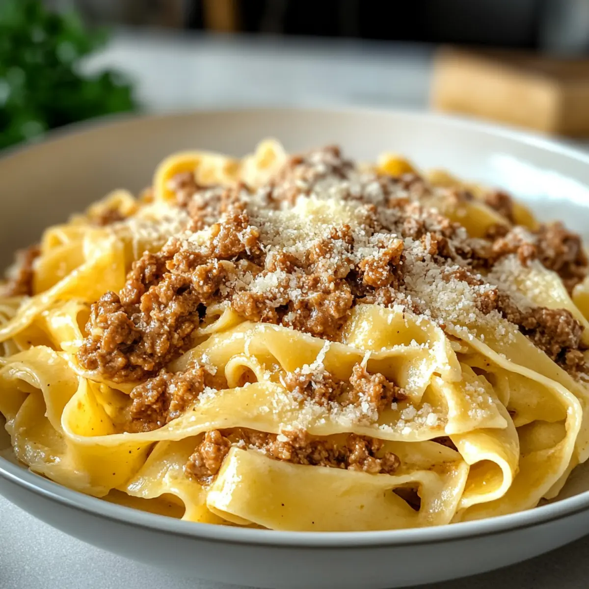 Weiße Bolognese Sauce für cremigen Pasta-Genuss