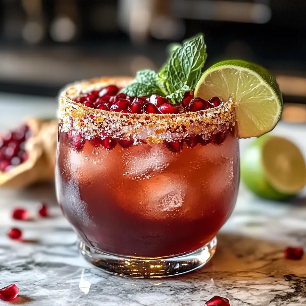 Spritziger würziger Granatapfel-Ingwer-Paloma genießen