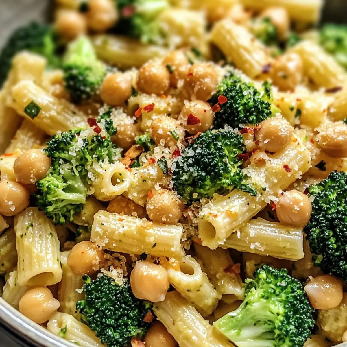 Brokkoli Kichererbsen Pasta mit Knoblauch Olivenöl