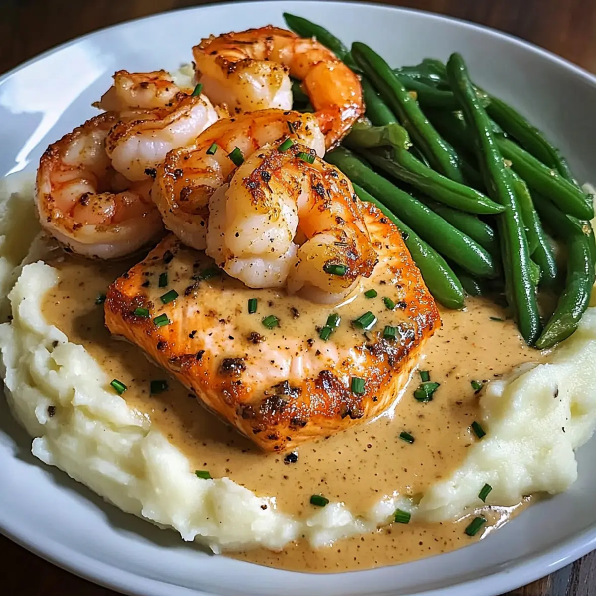 Kreolische Garnelen mit cremiger Knoblauchsoße