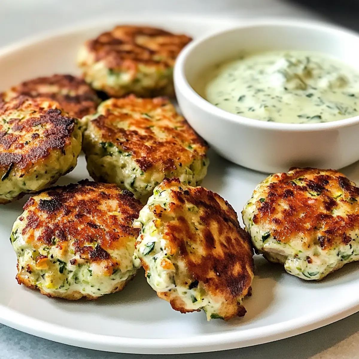 Hähnchen Zucchini Bällchen mit cremiger Sauce