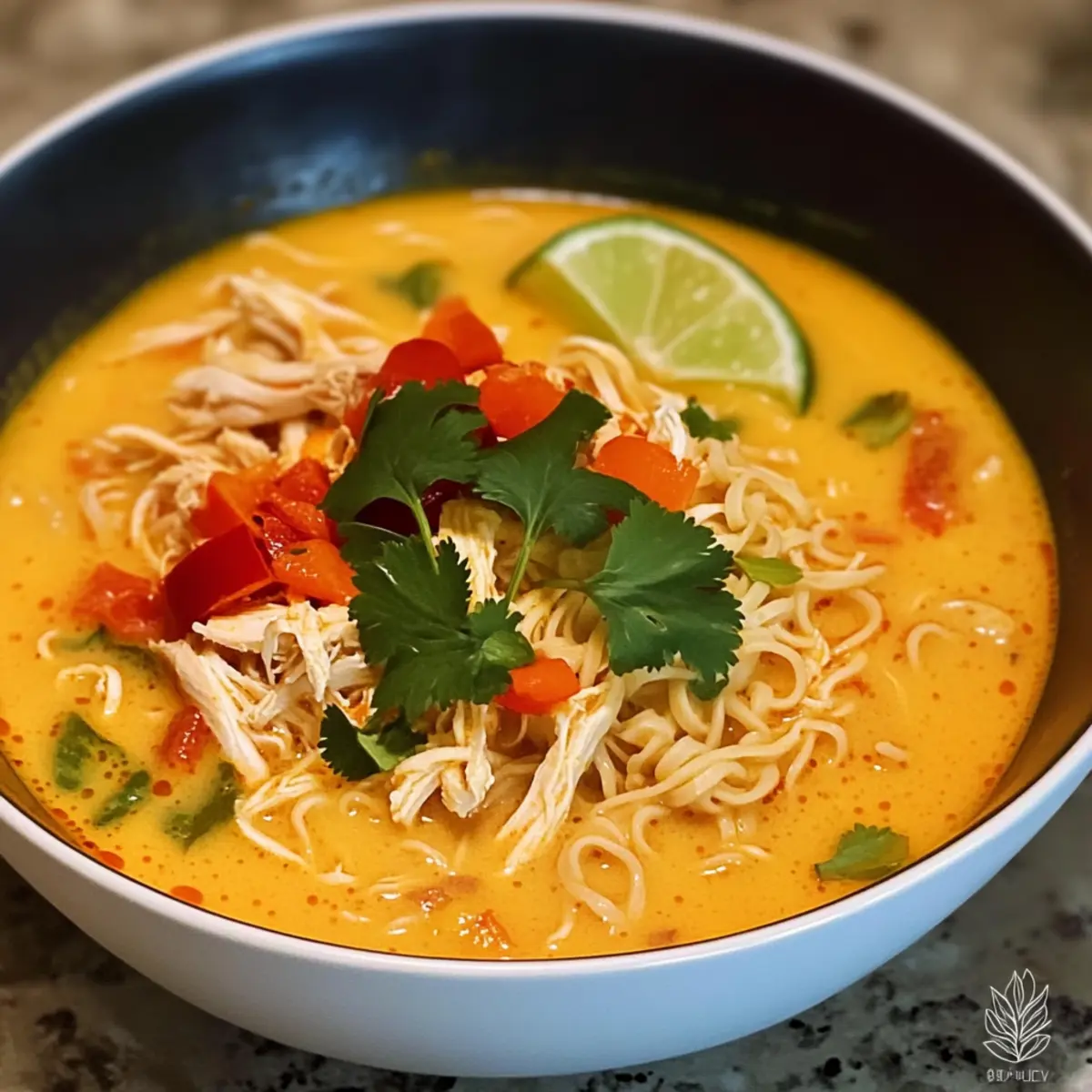 Cremige Hühnernudelsuppe mit Thai-Flair
