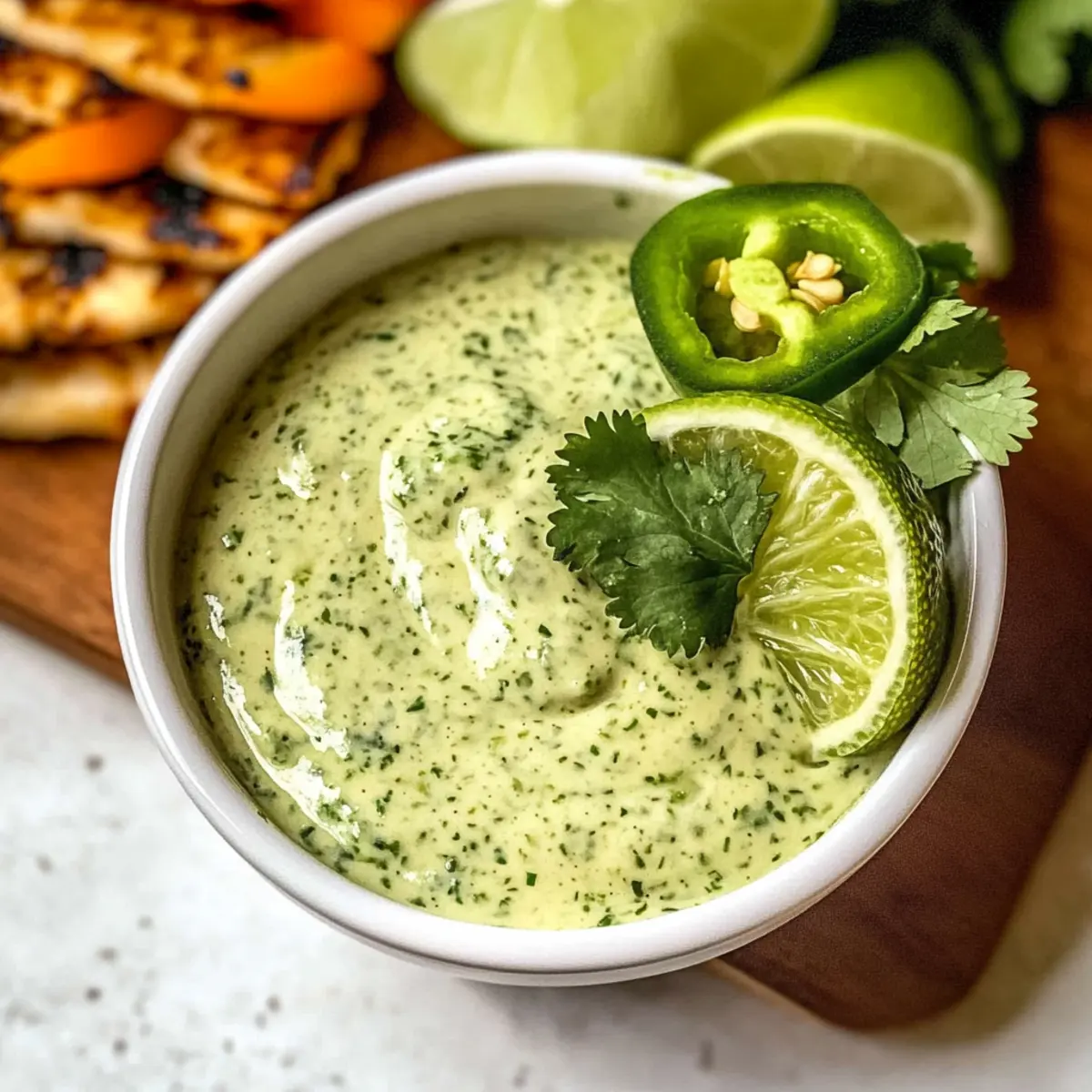 Cremige Koriander-Knoblauch-Sauce mit Jalapeños