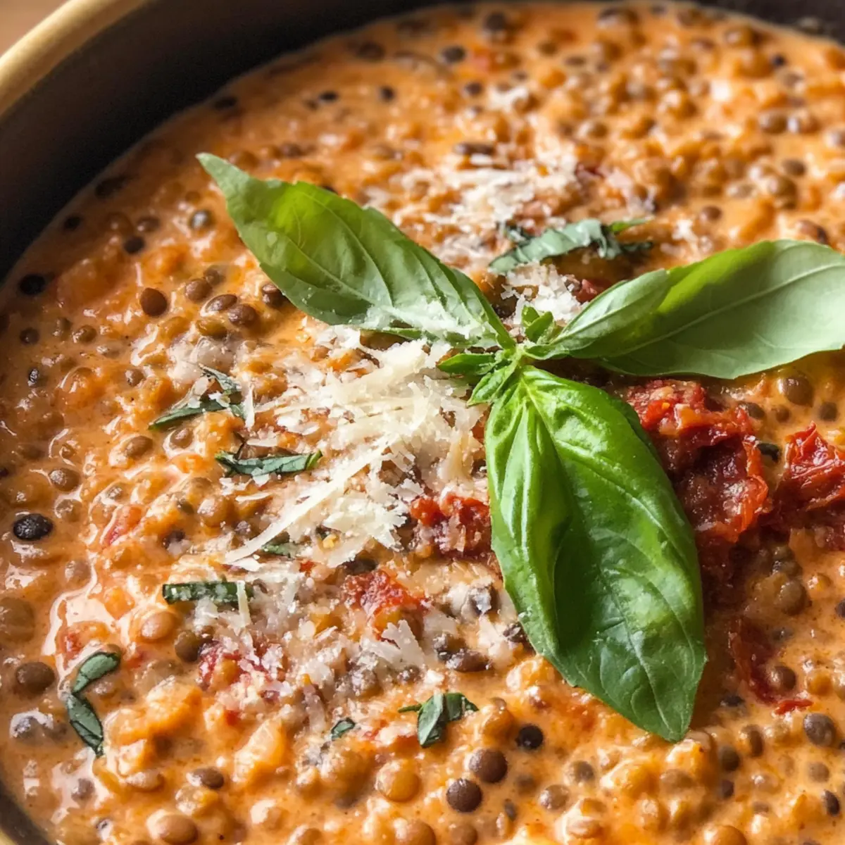 Cremige „Heirate Mich“ Linsen im Sundried-Tomaten-Sauce