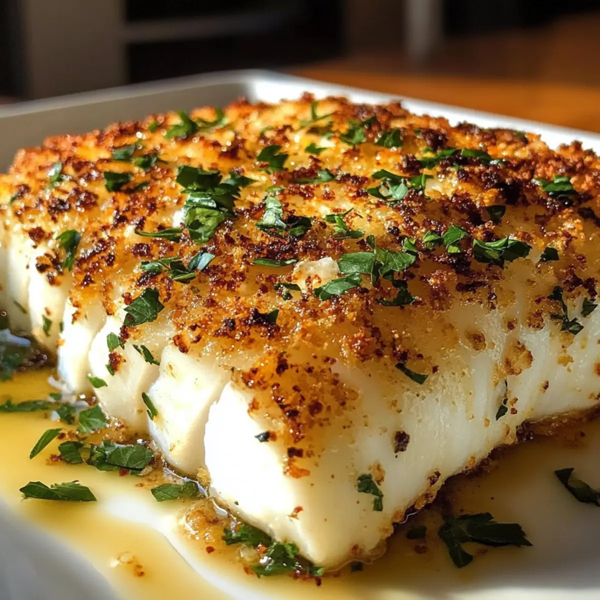 Knoblauch Parmesan Kruste Heilbutt in 15 Minuten