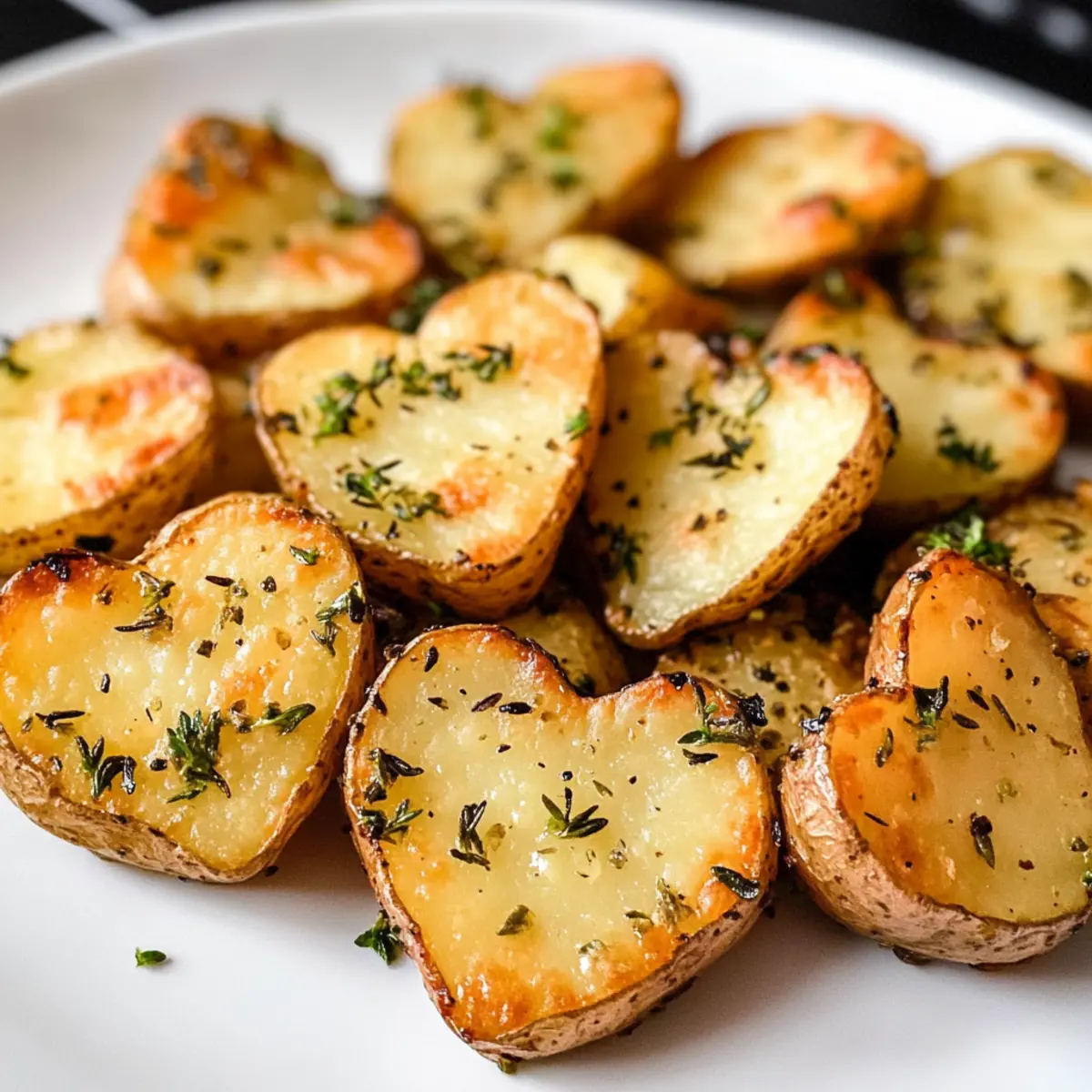 Herzförmige geröstete Kräuterkartoffeln für den romantischen Abend