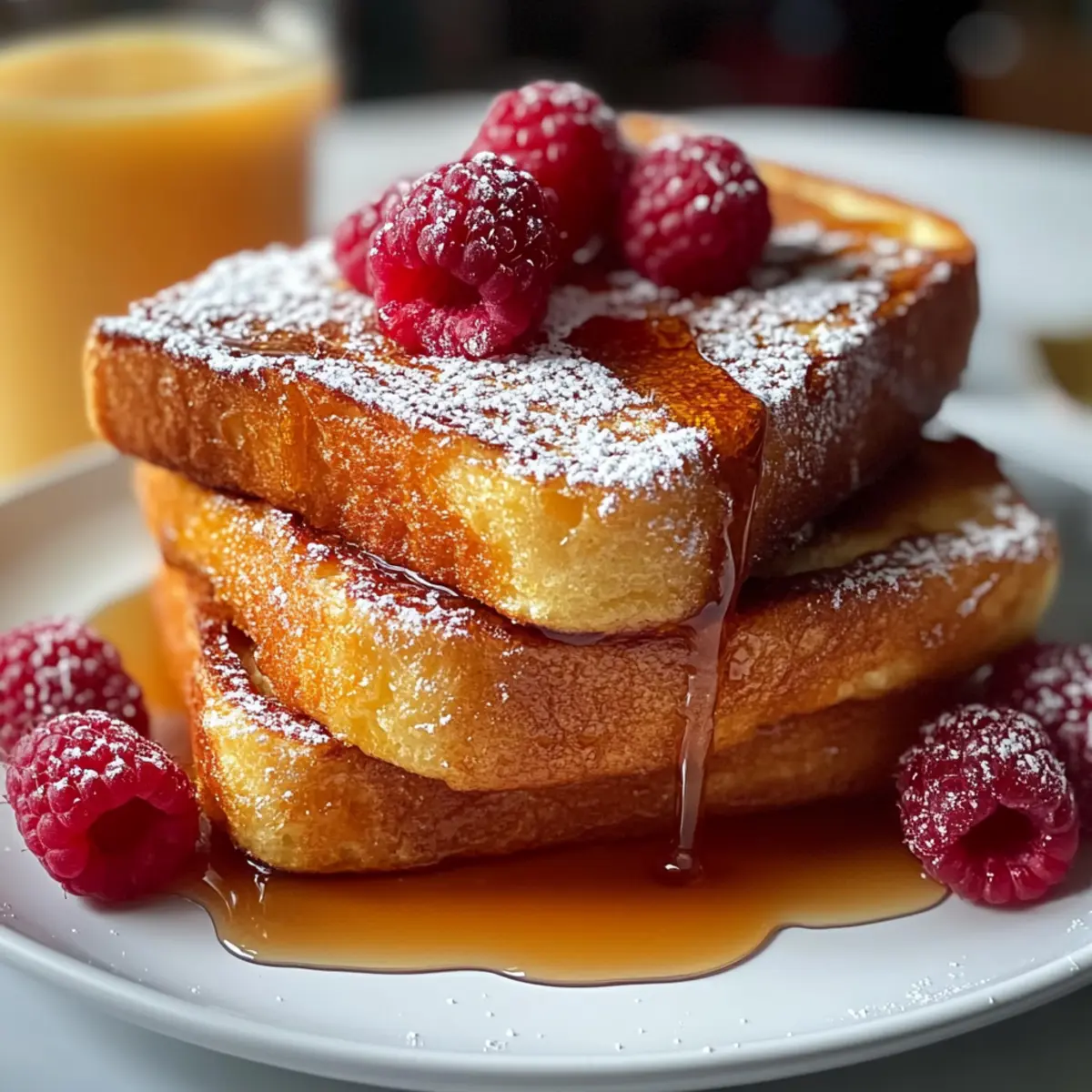 Honig Französischer Toast mit Himbeeren