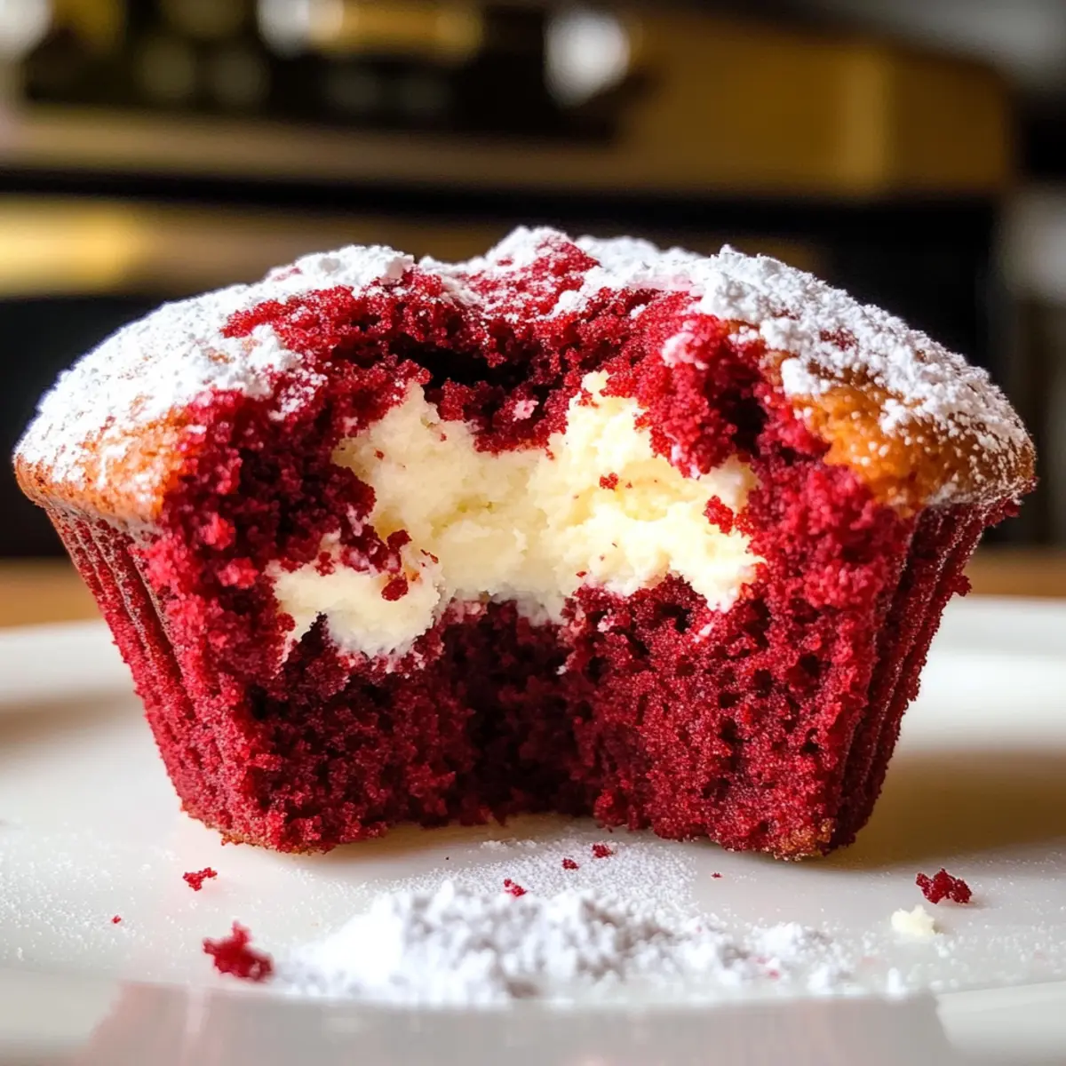 Rote Samtmuffins mit Frischkäsefüllung für jeden Morgen