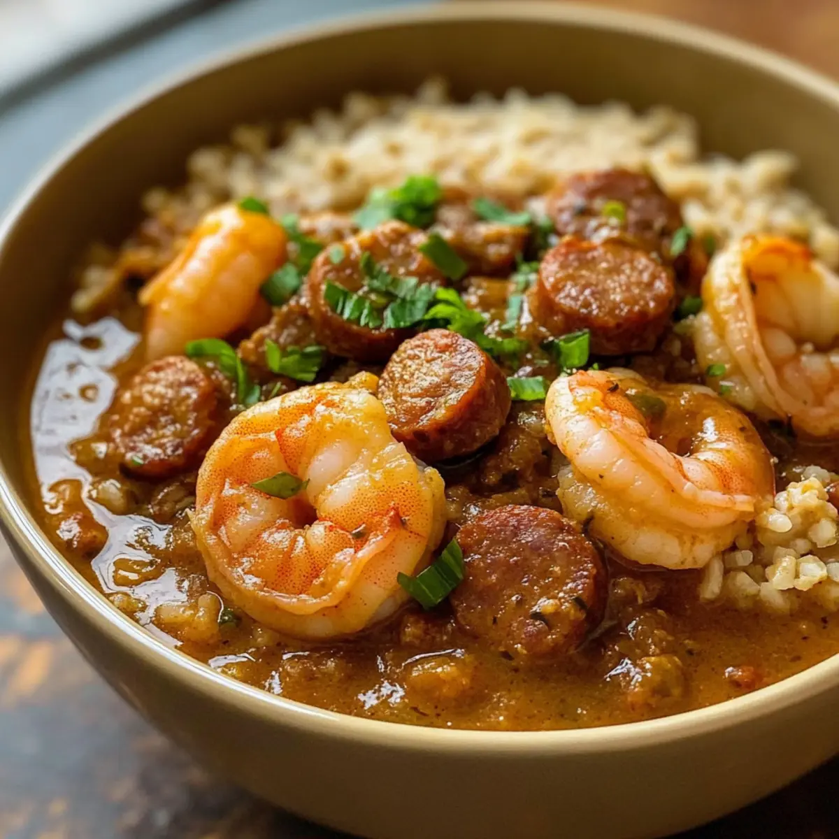 Garnelen-Gumbo mit Andouille für Soulfood-Liebhaber