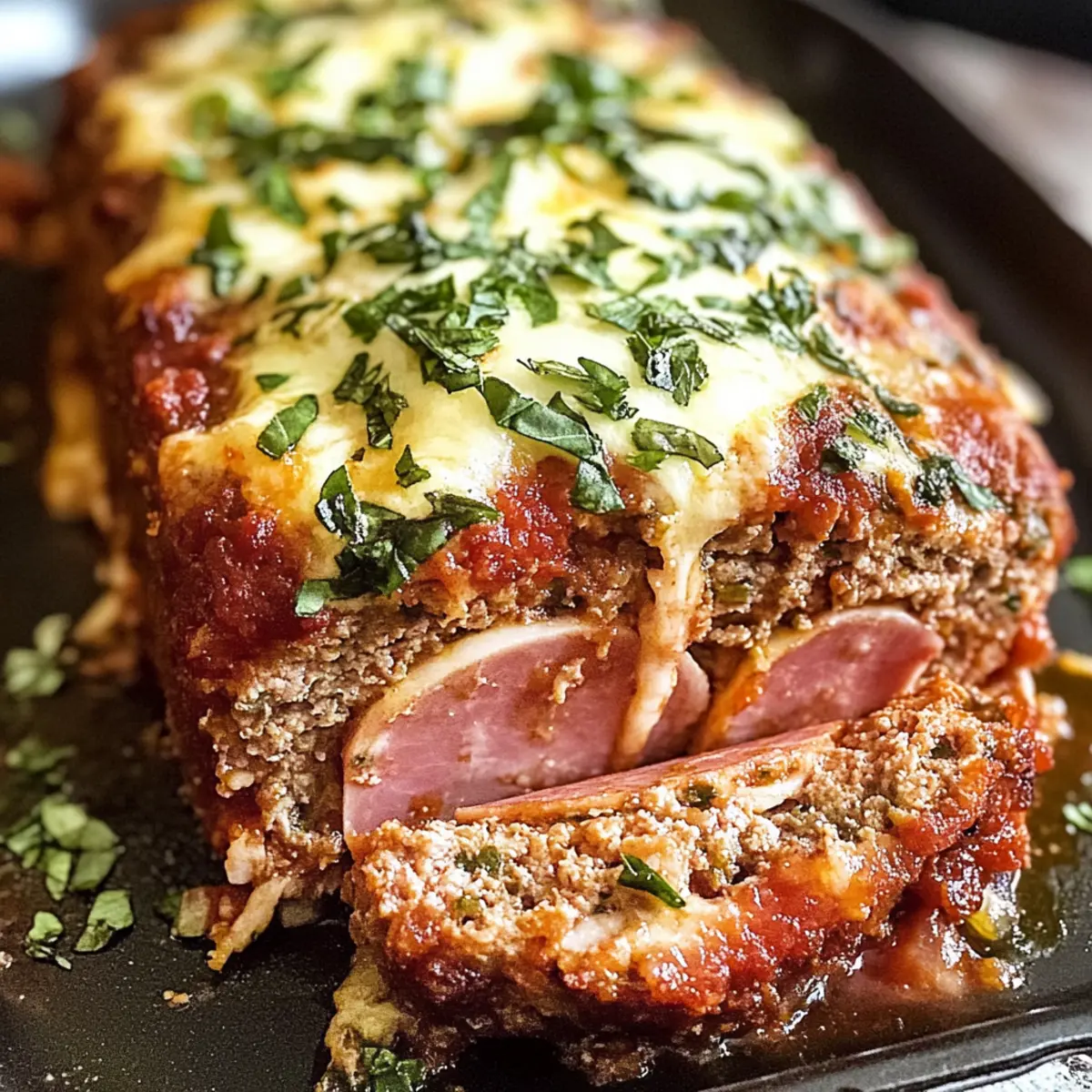 Sizilianischer Fleischlaib mit Schinken und Mozzarella