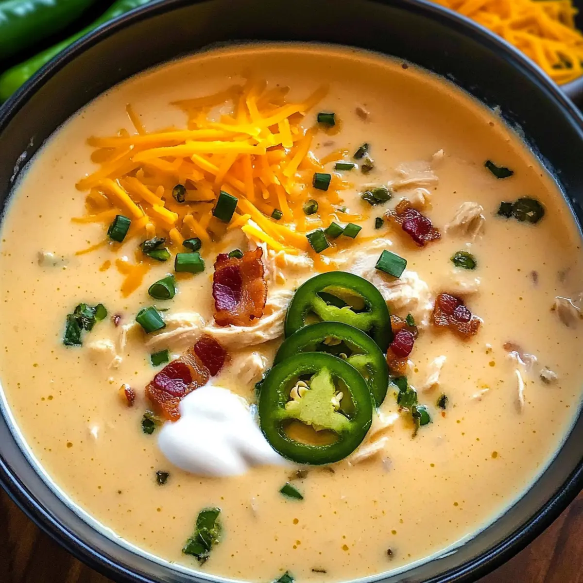 Scharfe Jalapeño-Popper-Hühnchensuppe zum Verlieben