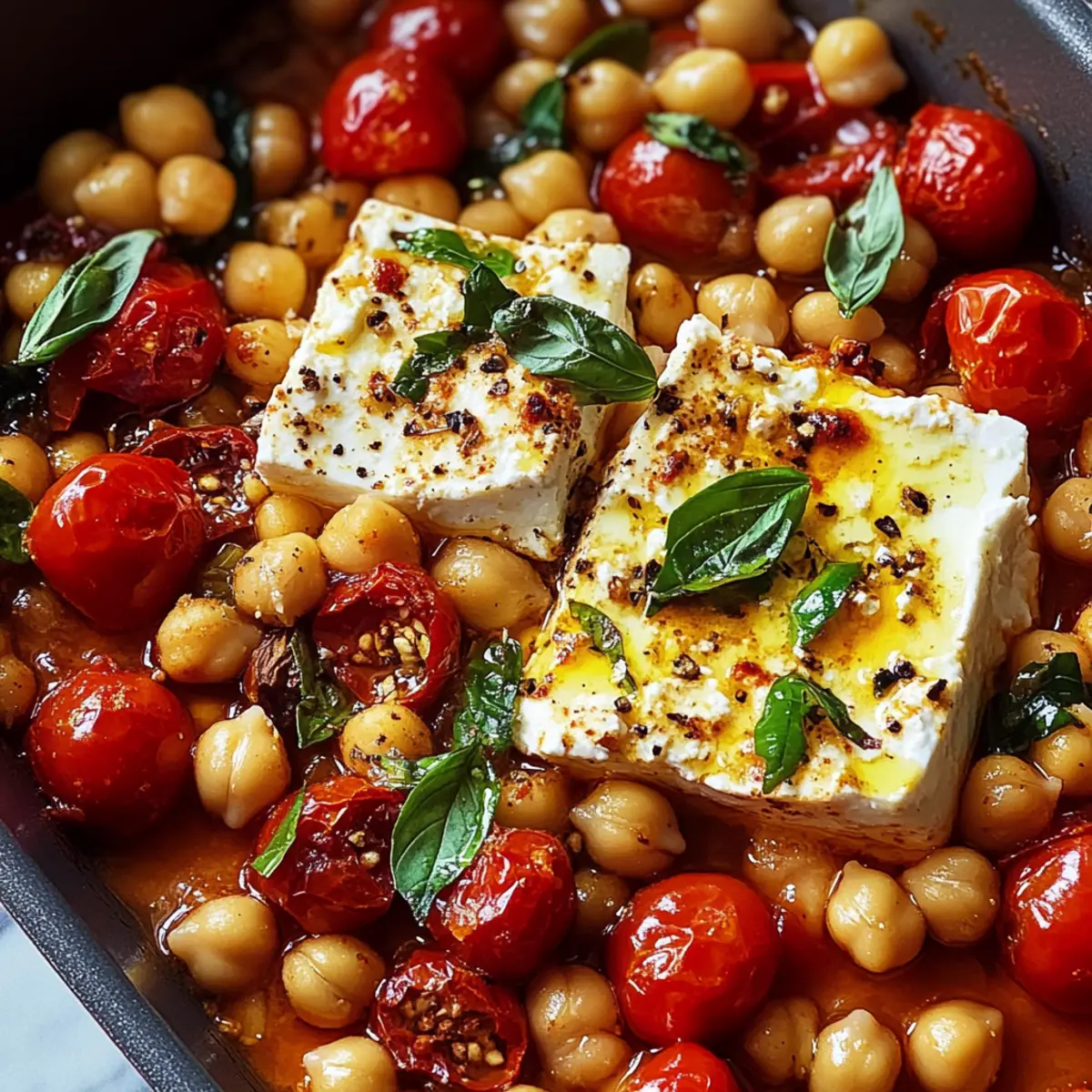 Überbackener Feta-Kichererbsen für schnelle Abende