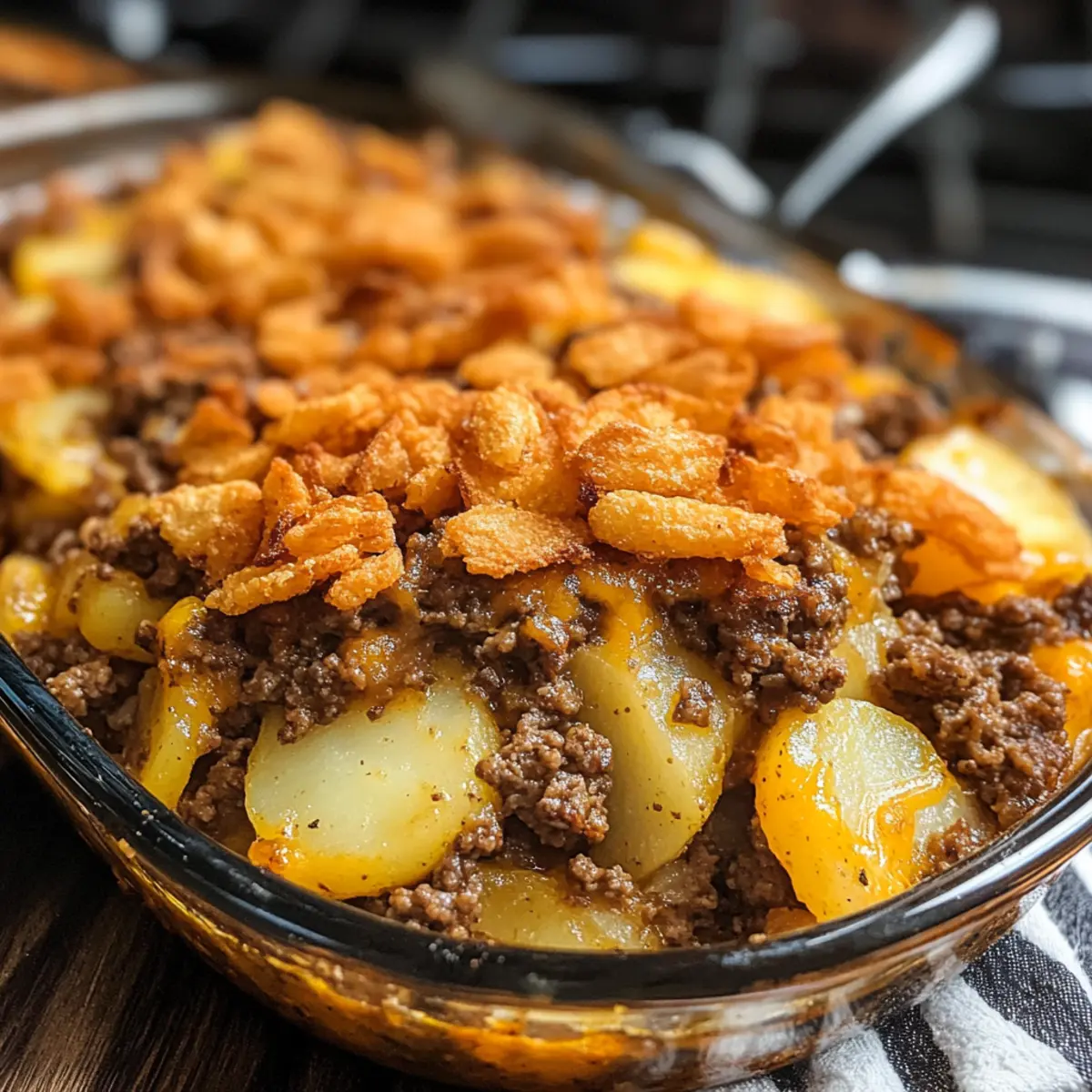 Hobo Auflauf Rustikaler Rinderhackfleisch- und Kartoffelauflauf