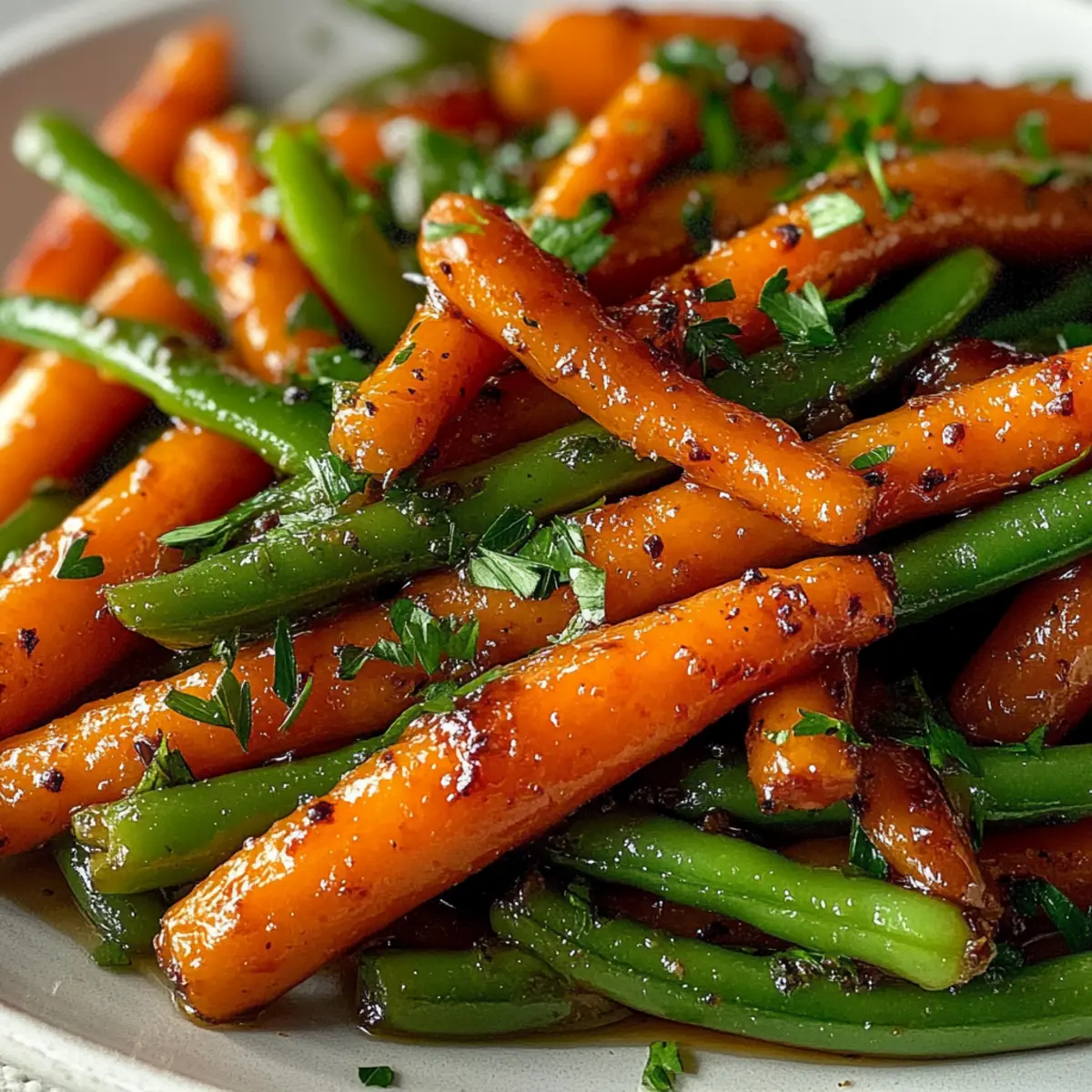 Honigglasierten Karotten und grünen Bohnen einfach zubereiten