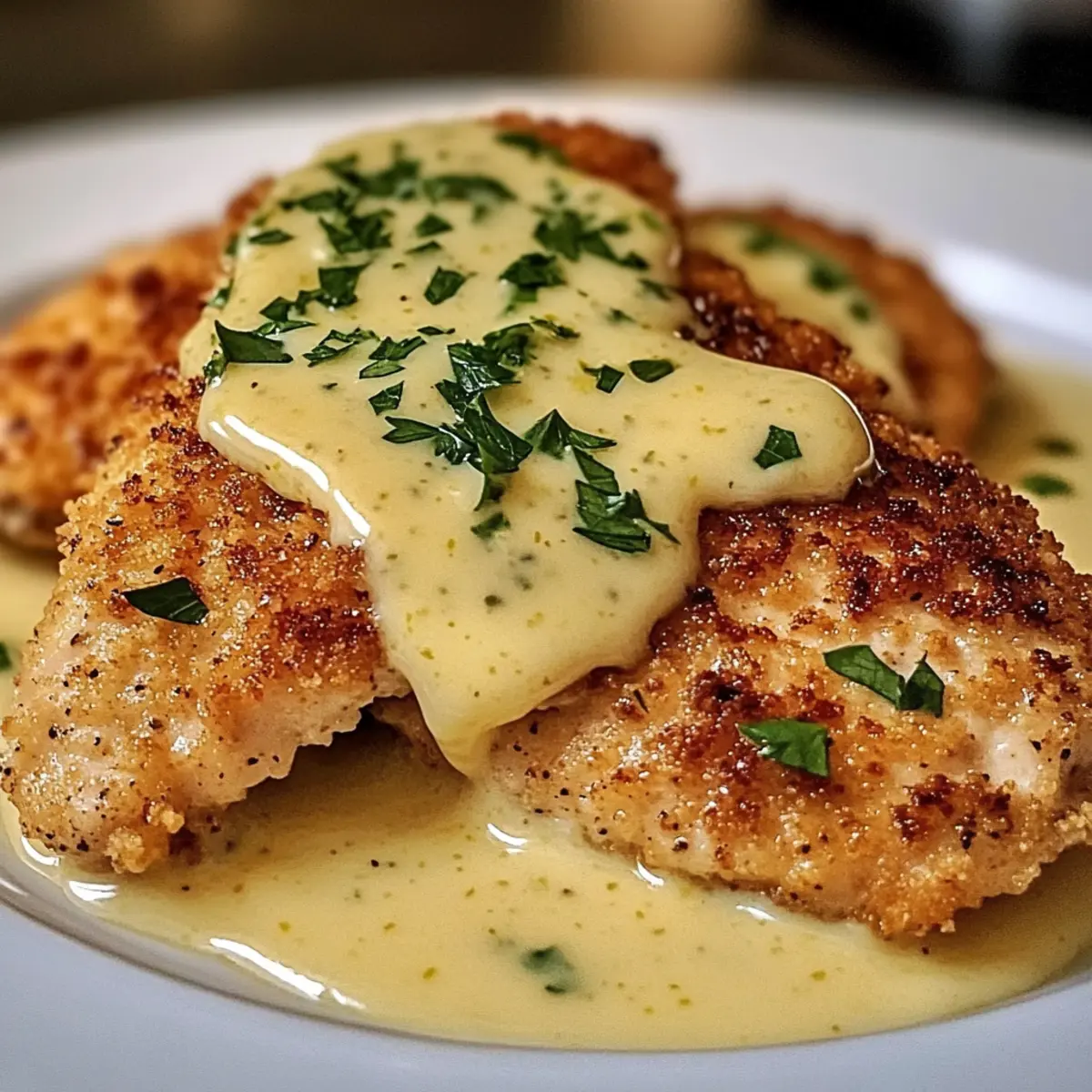 Zitronen-Pecorino-bedecktes Hähnchen Genuss