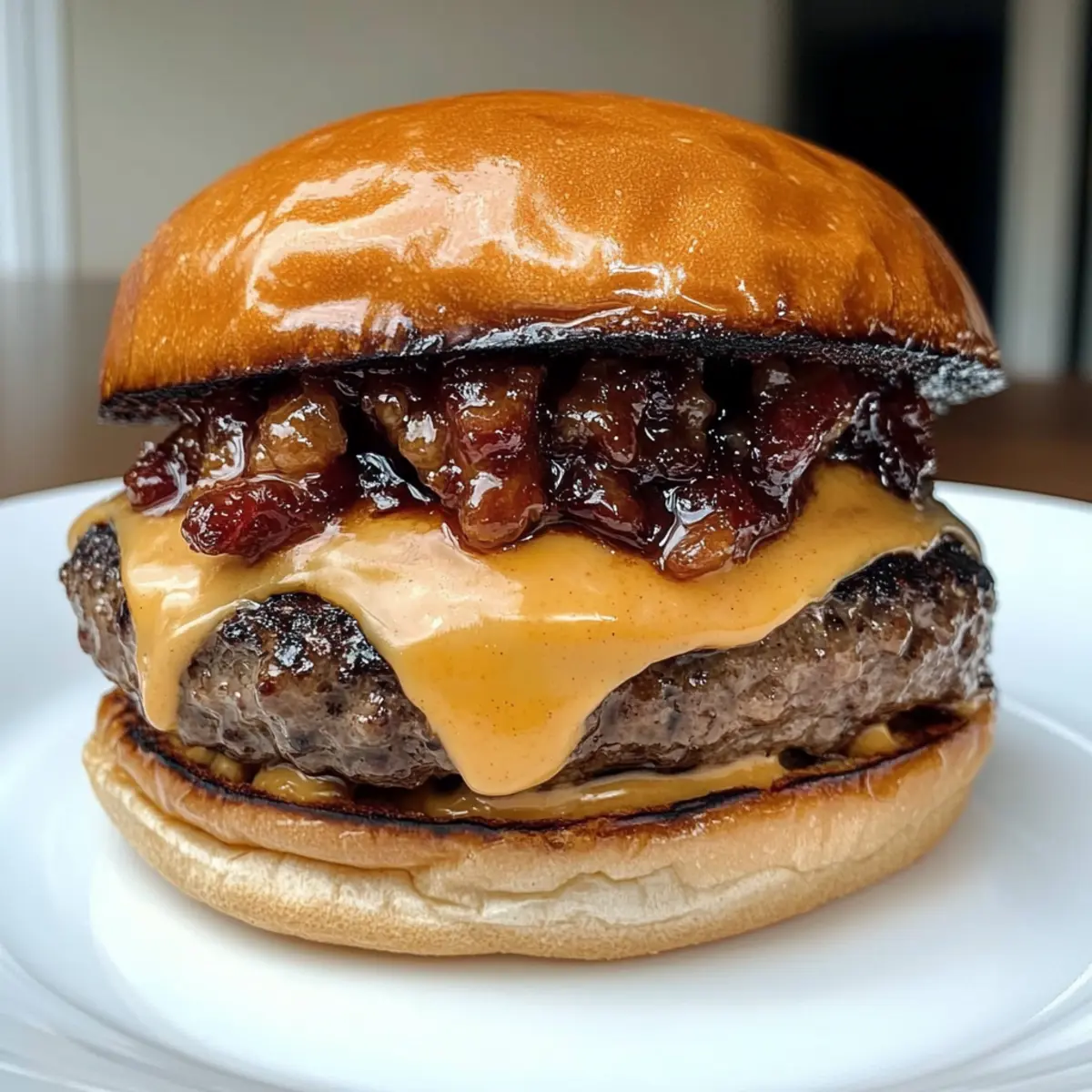 Erdnussbutter Speck Marmelade Burger auf den Punkt gebracht