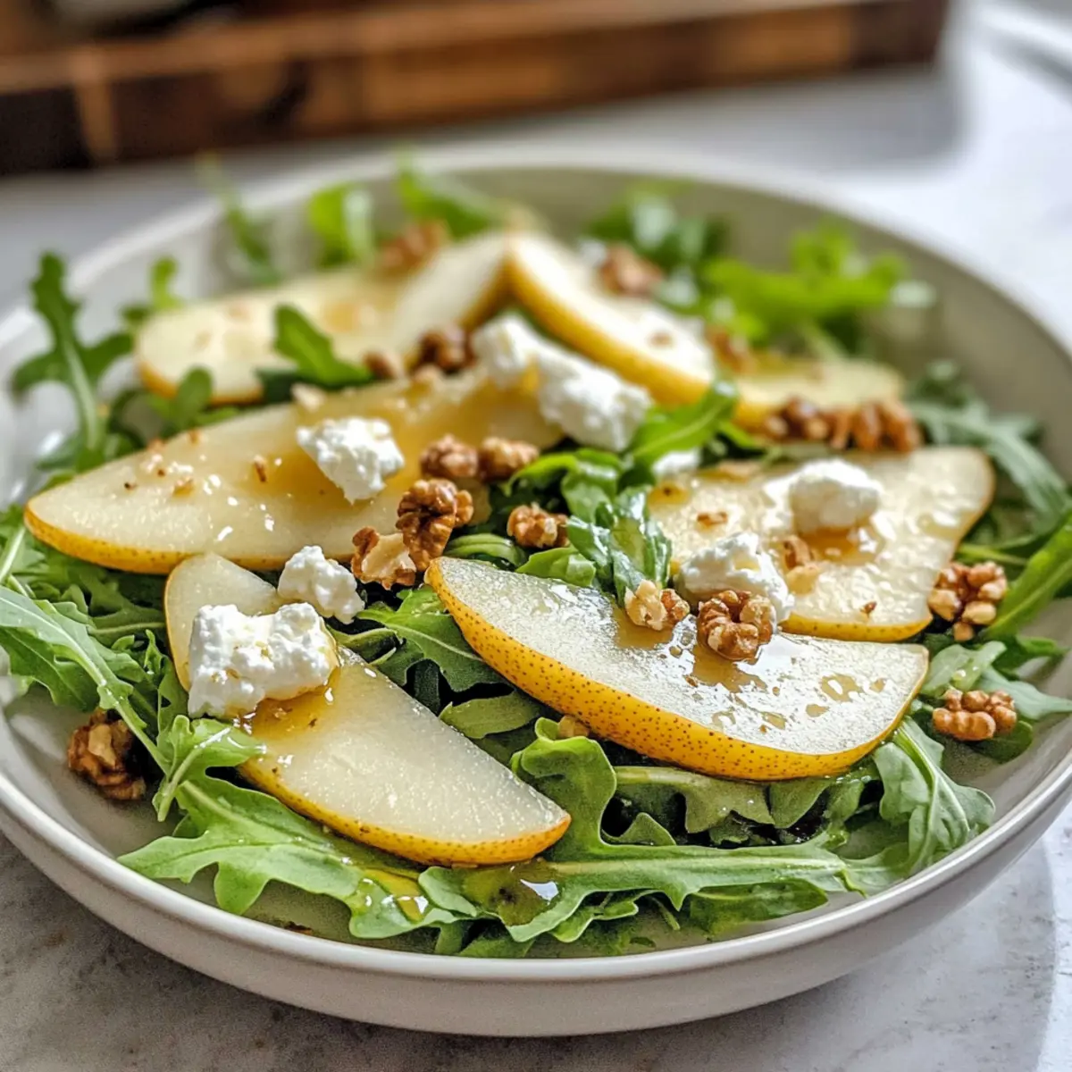Birnen- und Rucolasalat mit Honigvinaigrette gemacht!