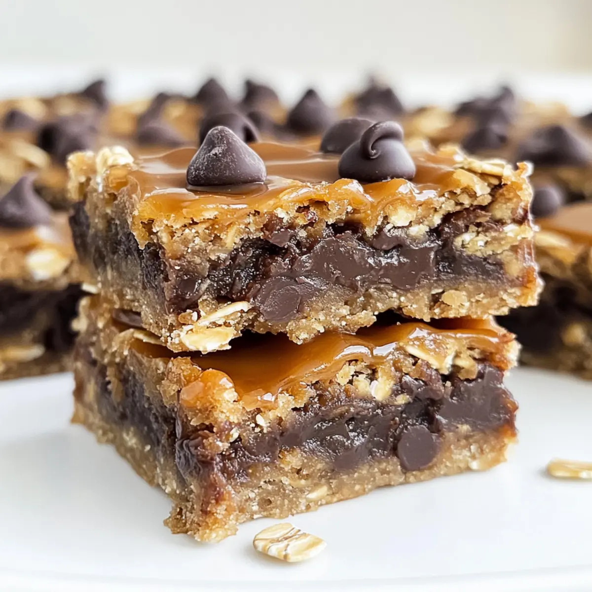 Gesalzene Karamell-Schokoladenstückchen-Riegel genießen