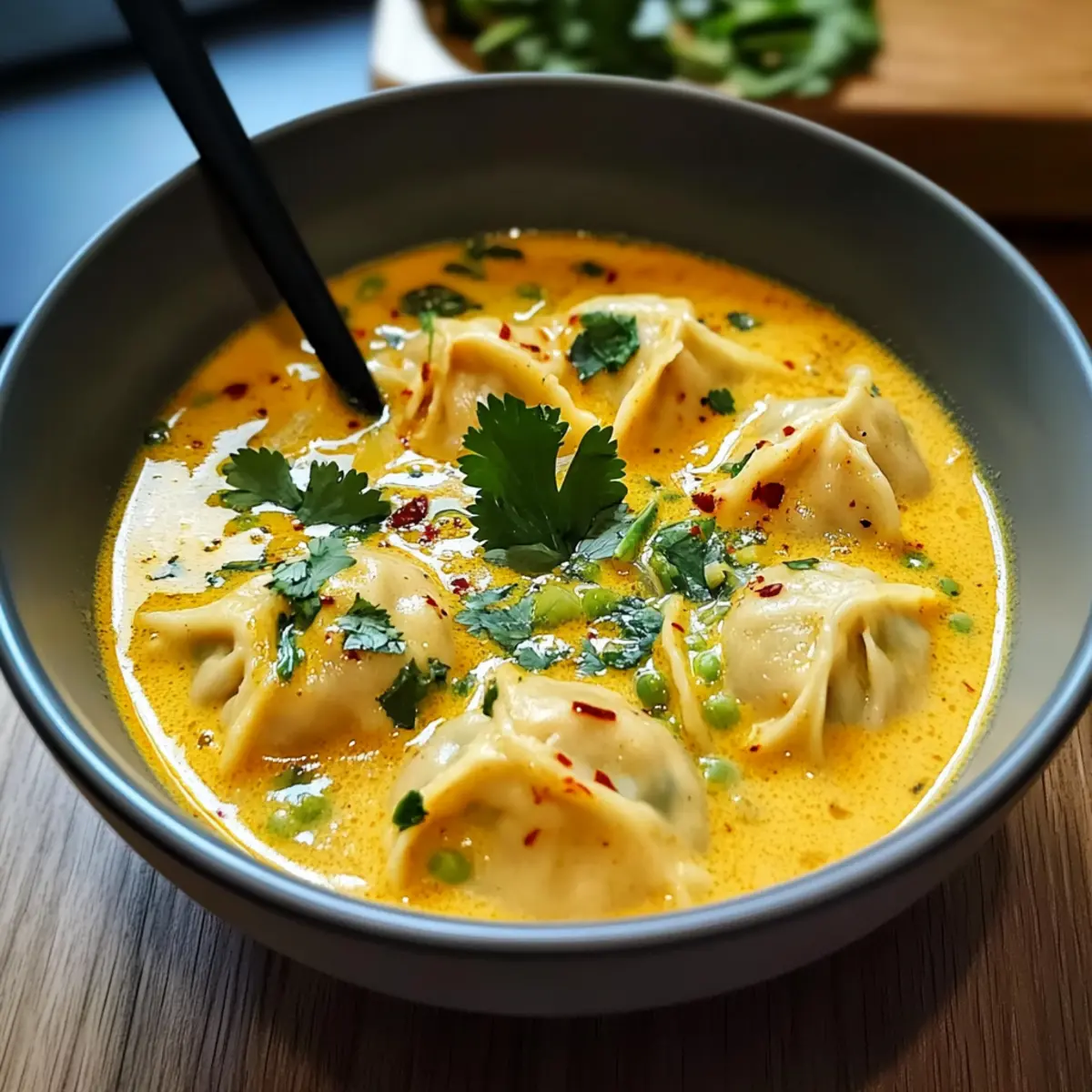 Kokosnuss-Curry-Suppe mit Knödeln für Seele und Herz