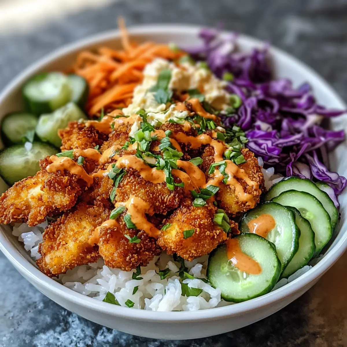 Knusprige Bang Bang Hühnchen Schüssel für jeden Abend