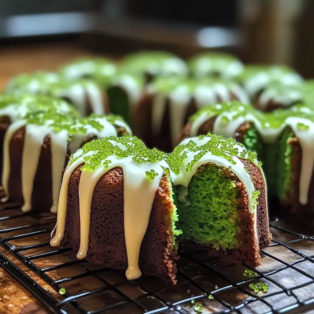 Grüne Samt Mini Bundt Kuchen für St. Patrick’s Day